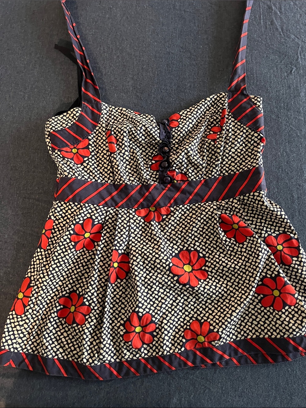 Odille Black and Red Floral Bustier Camisole